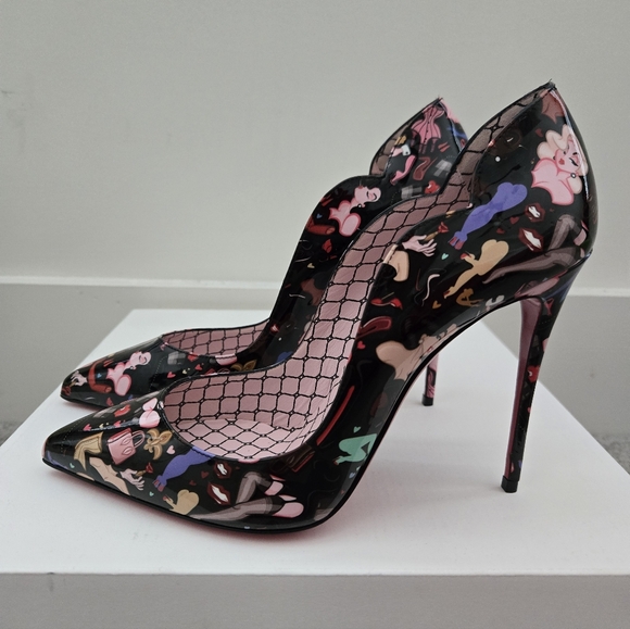 Christian Louboutin Shoes - Christian Louboutin Patent Hot Chick 100 Pumps 39 Black Multi